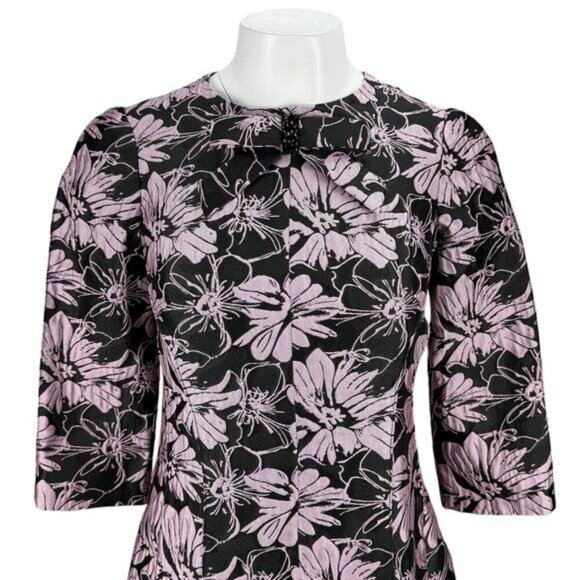 RICKIE FREEMAN For Teri Jon Jacquard Floral A-Line Dress Sz 4 - Picture 2 of 5